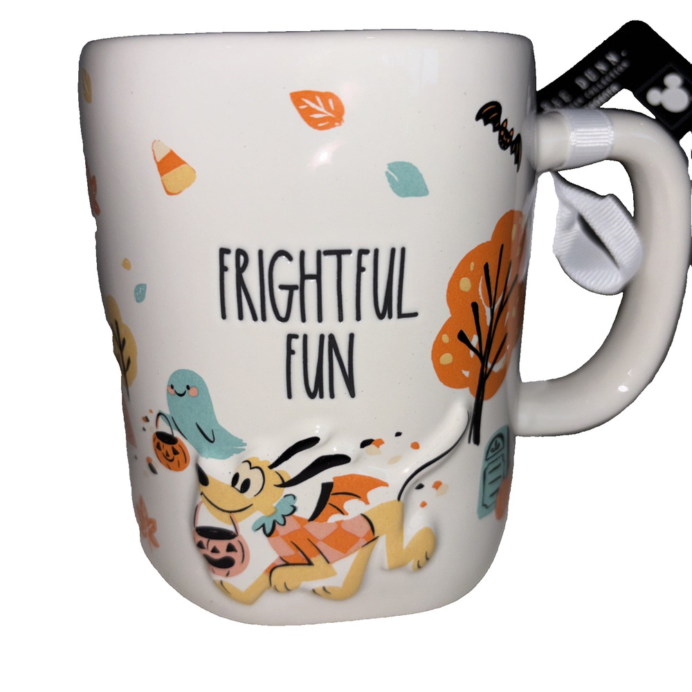 Rae Dunn Pluto "Frightful Fun" Coffee Mug Halloween Trick or Treat Disney NEW